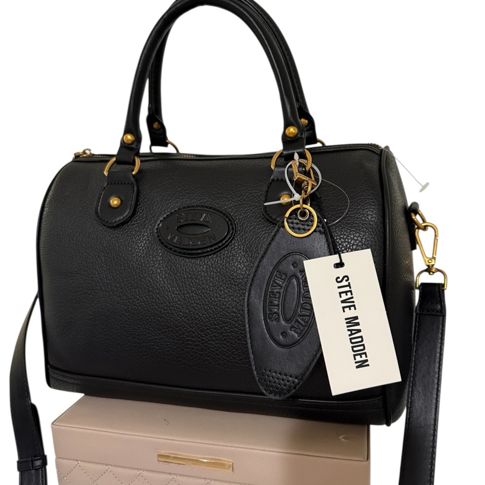 Steve Madden Black Leather Satchel Bag